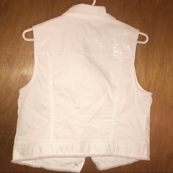 Ladies Chico’s white sequin Jean jacket vest - Picture 5 of 6